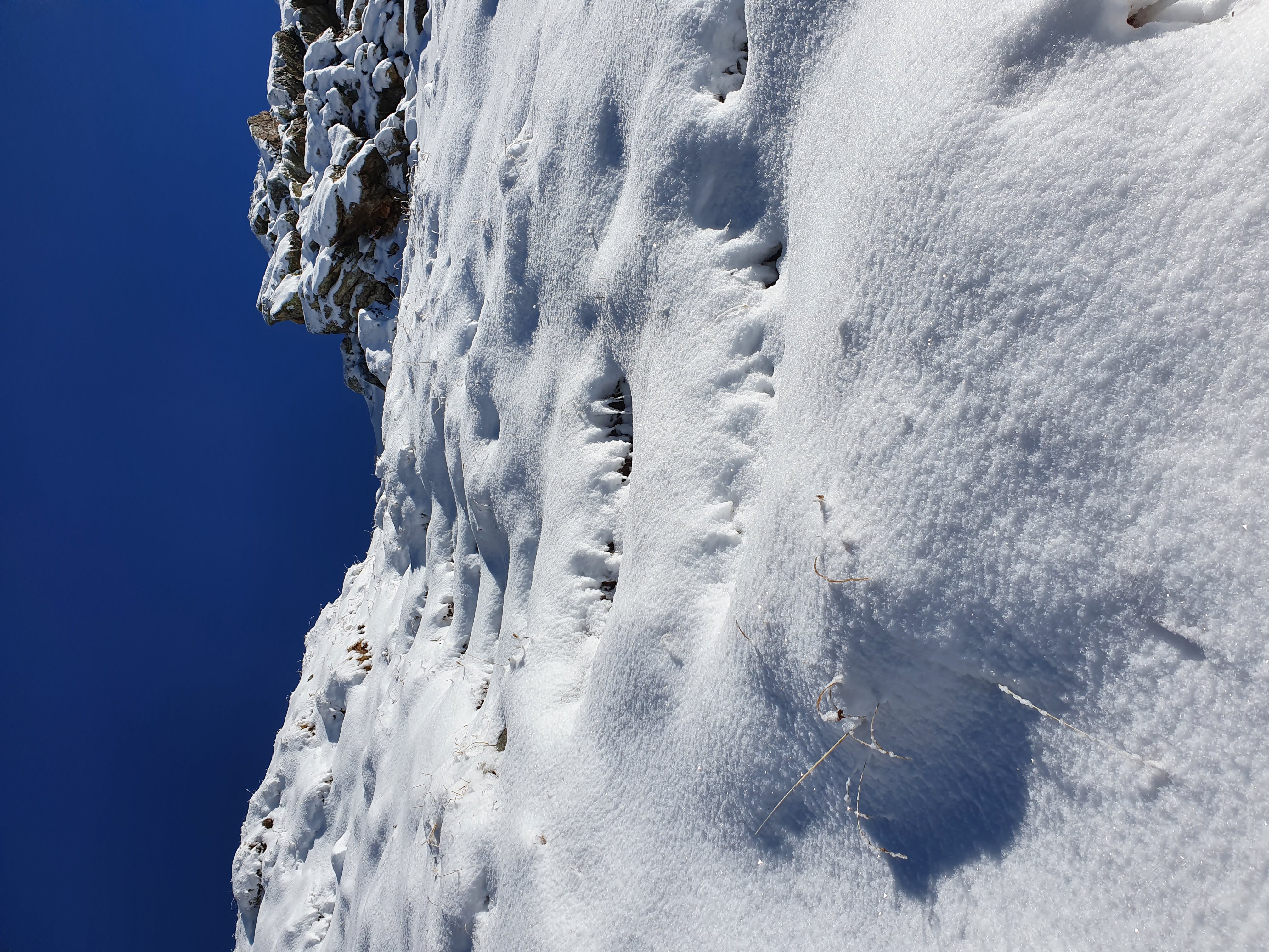 Steps covered in snow - Becca di Viou, Aosta Valley, Italy