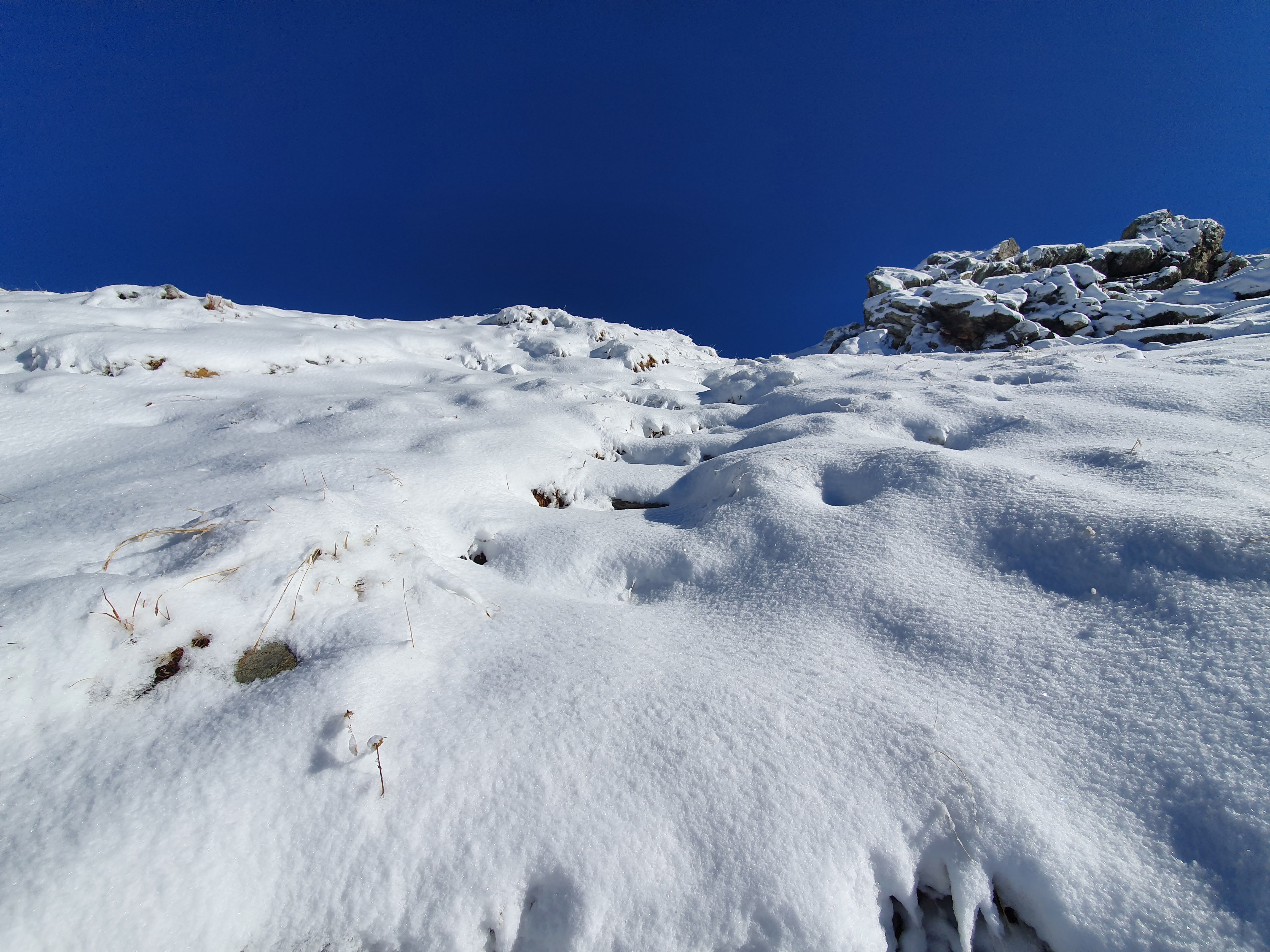 Steps covered in snow - Becca di Viou, Aosta Valley, Italy